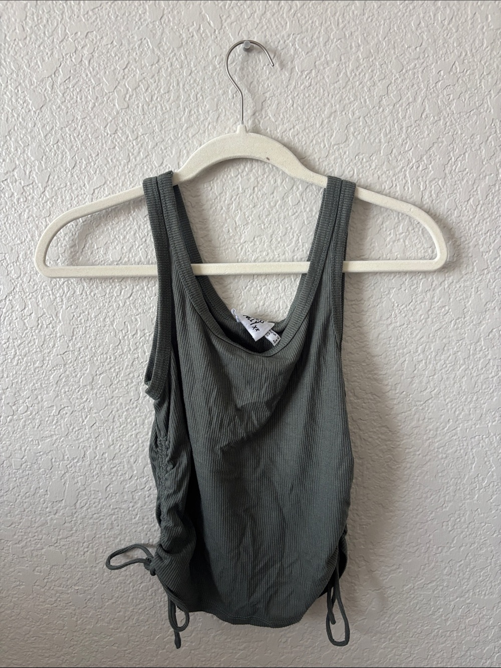 Princess Polly Olive Ribbed Side-Tie Tank